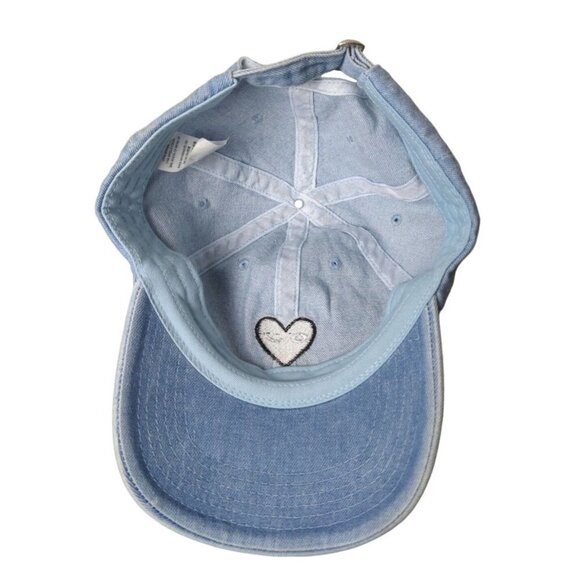 PacSun Women's Blue denim adjustable hat winking heart face One size - Picture 6 of 7